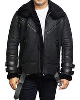 Ruby Mens Black Aviator Jacket Front